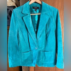 Women’s Blue-Green Suede Blazer Jacket